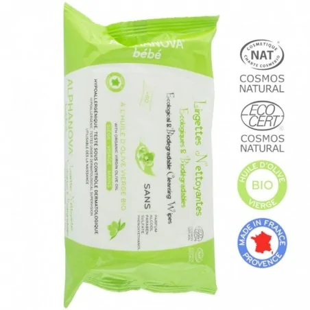 alphanova Lingettes naturelles bio 72lingettes