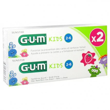 GUM COFFRET KIDS DENTIFRICE FLUORÉ 3 ANS plus LOT DE 2 X 50 ML