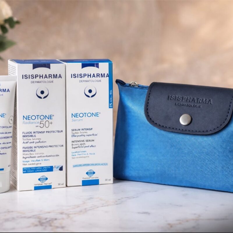 ISISPHARMA pack : NEOTONE SENSITIVE + NEOTONE RADIANCE + NEOTONE GEL + magnifique trousse.